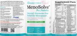 Label for MenoSolve Plus Probiotics Original Mint Flavor