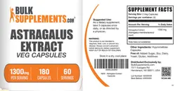 Label for Astragalus Extract 1300 mg Veg Capsules