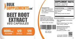 Label for Beet Root Extract 8000 mg Veg Capsules