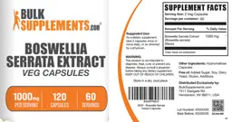Label for Boswellia serrata Extract 1000 mg Veg Capsules