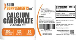 Label for Calcium Carbonate 1250 mg Capsules