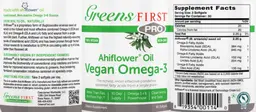 Label for Ahiflower Oil Vegan Omega-3