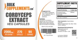 Label for Cordyceps Extract 2000 mg Veg Capsules
