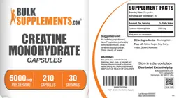 Label for Creatine Monohydrate 5000 mg Capsules