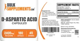 Label for D-Aspartic Acid 2400 mg Capsules