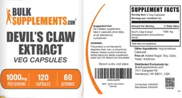 Label for Devil's Claw Extract 1000 mg Veg Capsules