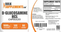 Label for D-Glucosamine HCl 1000 mg Capsules