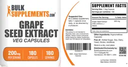Label for Grape Seed Extract 200 mg Veg Capsules
