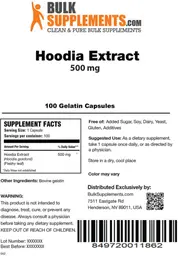 Label for Hoodia Extract 500 mg