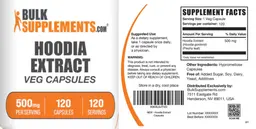 Label for Hoodia Extract 500 mg Veg Capsules