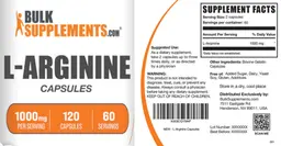 Label for L-Arginine 1000 mg Capsules