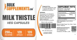 Label for Milk Thistle 250 mg Veg Capsules