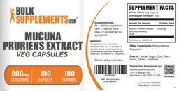 Label for Mucuna pruriens Extract 500 mg Veg Capsules
