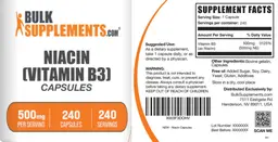 Label for Niacin (Vitamin B3) 500 mg Capsules