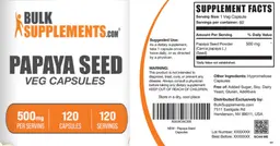 Label for Papaya Seed Powder 500 mg Veg Capsules