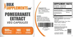Label for Pomegranate Extract 500 mg Veg Capsules