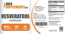 Label for Resveratrol 1000 mg Capsules
