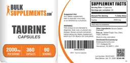 Label for Taurine 2000 mg Capsules