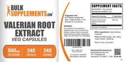 Label for Valerian Root Extract 500 mg Veg Capsules