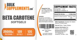Label for Beta Carotene 25000 IU Softgels
