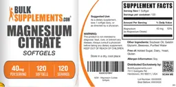 Label for Magnesium Citrate 40 mg Softgels