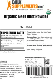 Label for Organic Beet Root Powder