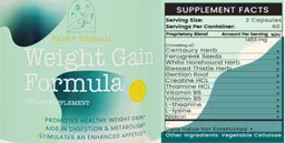 Label for Weight Gain Formula