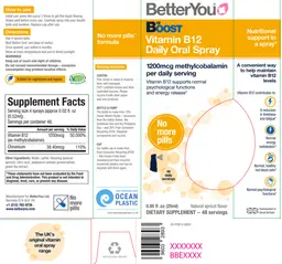 Label for B12 Boost Vitamin B12 Daily Oral Spray
