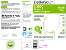 Label for D3000 Vitamin D Daily Oral Spray