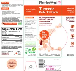 Label for Turmeric Daily Oral Spray Natural Orange Flavor