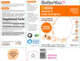 Label for D3000 Vitamin D Daily Oral Spray 75 mcg (3000 IU)