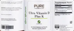 Label for Ultra Vitamin D plus K
