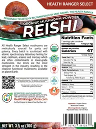Label for Organic Mushroom Powder Reishi