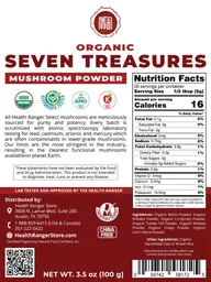 Label for Organic Seven Treasures Mushroom Powder