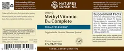 Label for Liquid Methyl Vitamin B12 Complete