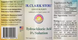 Label for Hydrochloric Acid 5% Solution