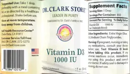 Label for Vitamin D3 1000 IU