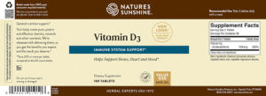 Label for Vitamin D3