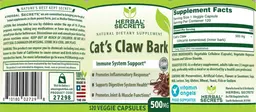 Label for Cat's Claw Bark 500 mg