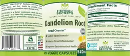 Label for Dandelion Root 520 mg