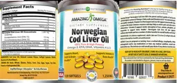 Label for Norwegian Cod Liver Oil 1,250 mg Fresh Lemon Flavor
