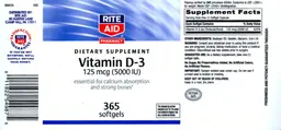 Label for Vitamin D-3 125 mcg (5000 IU)