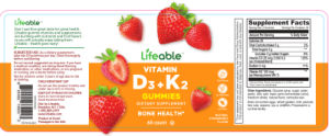 Vitamin D3 + K2 Gummies Natural Strawber
