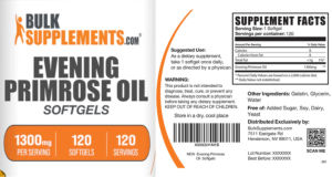 Label for Evening Primrose Oil 1300 mg Softgels