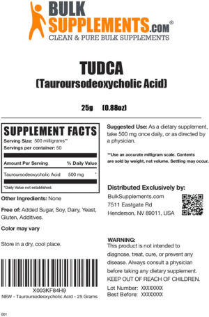 Label for TUDCA (Tauroursodeoxycholic Acid)