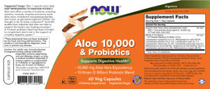 Label for Aloe 10,000 & Probiotics