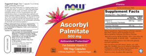 Label for Ascorbyl Palmitate 500 mg