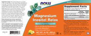 Label for Magnesium Inositol Relax Lemonade Flavor
