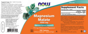 Label for Magnesium Malate 1000 mg