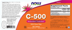 Label for C-500 with Rose Hips